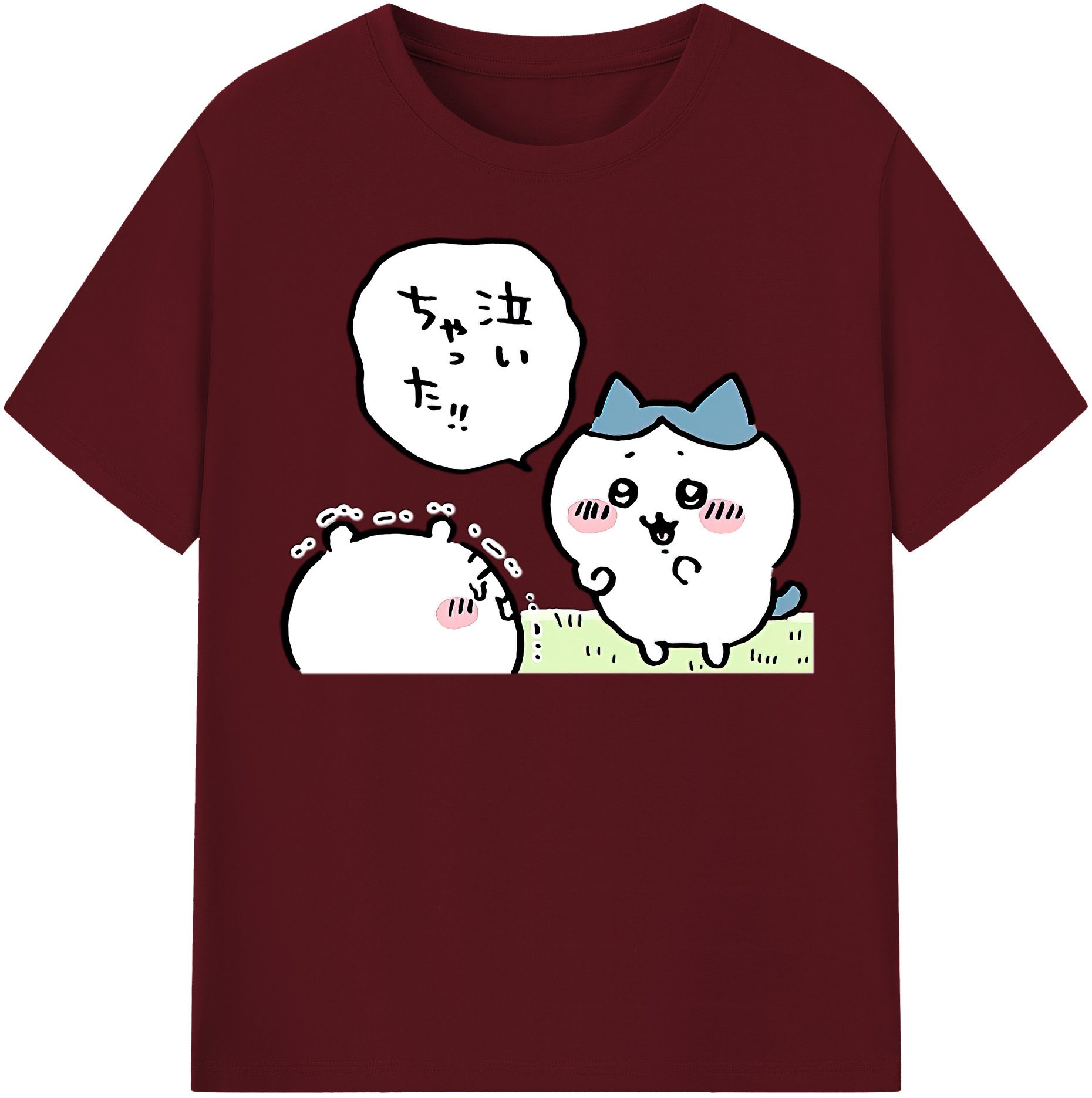 （画像用） ちいかわ ハチワレ Chii-kawa hachiware 綿100％半袖Tシャツ（フロントプリント）